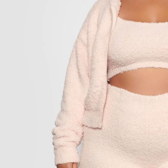 SKIMS COZY Knit Hoodie in Blush Plus size Zips Up 4X-5X fits 1X NWT Mocha Mousse - Picture 5 of 13